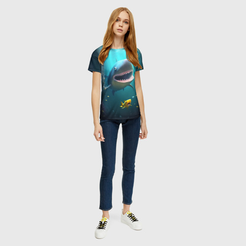 Женская футболка 3D с принтом Я акула туруру, вид сбоку #3