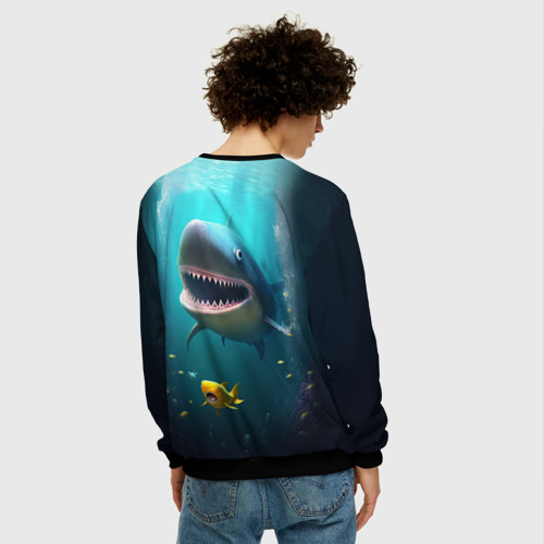Мужской свитшот 3D с принтом Я акула туруру, вид сзади #2