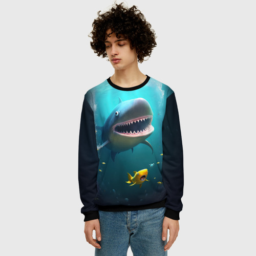 Мужской свитшот 3D с принтом Я акула туруру, фото на моделе #1
