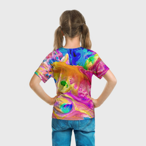 Детская футболка 3D с принтом Кот модник - нейросеть, вид сзади #2