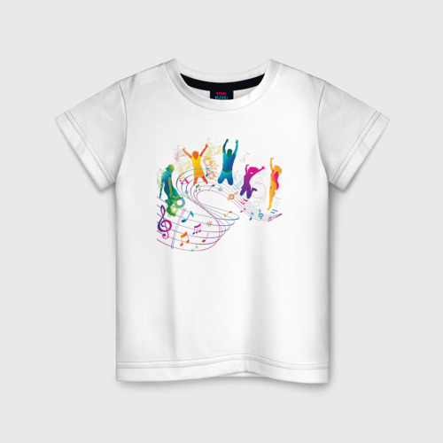 Детская футболка из хлопка с принтом Танцующие, вид спереди №1