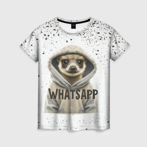 Женская футболка с принтом Meerkats whatsapp, вид спереди №1