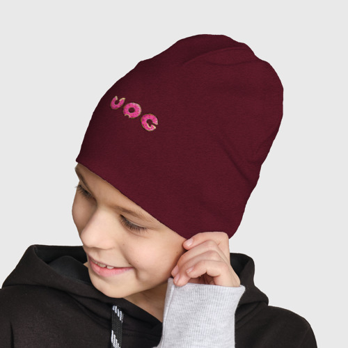 Детская шапка демисезонная Vag donut, цвет меланж-бордовый - фото 4