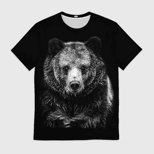 Мужская футболка 3D с принтом Медведь тотем славян, вид спереди #2
