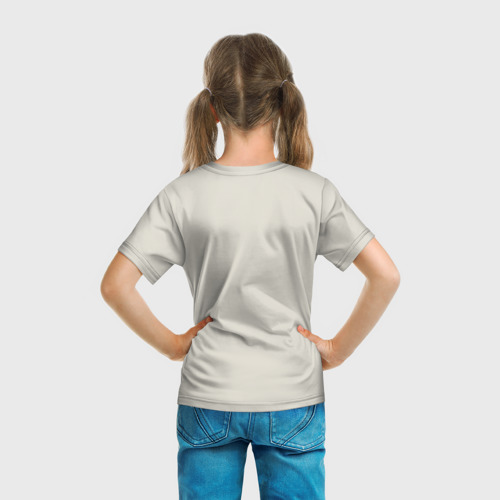 Детская футболка 3D с принтом Котенок с полевыми цветами, вид сзади #2
