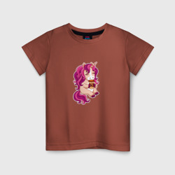 Детская футболка хлопок Розовый единорог со стаканом кофе