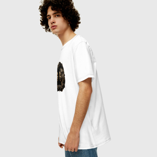 Мужская футболка хлопок Oversize Знак зодиака Близнецы в бронзе, цвет белый - фото 5
