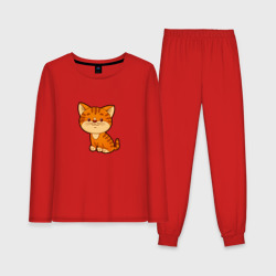 Женская пижама с лонгсливом хлопок Рыжий котенок
