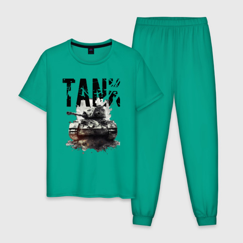 Мужская пижама хлопок с принтом Tankist, вид спереди #2