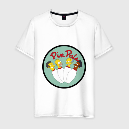 Мужская футболка из хлопка с принтом Simpsons bowling, вид спереди №1