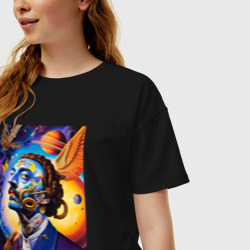 Женская футболка хлопок Oversize Портрет Сальвадора Дали - сюрреализм - нейросеть - фото 2