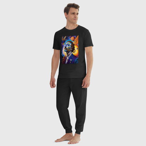 Мужская пижама хлопок Портрет Сальвадора Дали - сюрреализм - нейросеть, цвет черный - фото 5