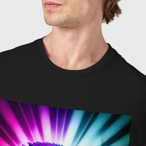 Мужская футболка хлопок с принтом Neon eagle - neural network, фото #4