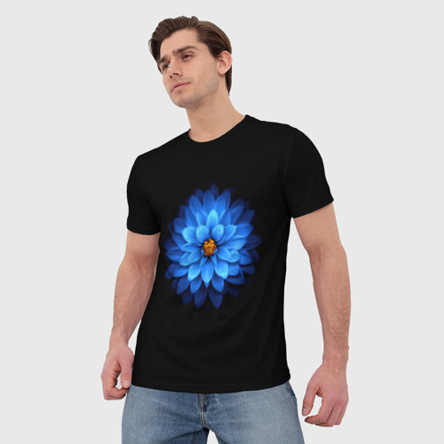 Мужская футболка 3D с принтом Синий лотос, фото на моделе #1
