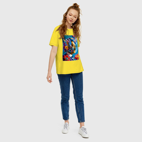 Женская футболка хлопок Oversize Профиль Сальвадор Дали - нейросеть, цвет желтый - фото 5