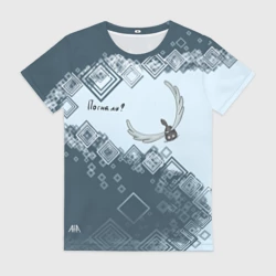 Женская футболка 3D Кот летунт с крыльями - погнали