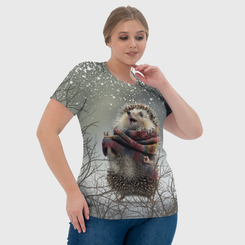 Женская футболка 3D с принтом Радостный ежик, фото #4