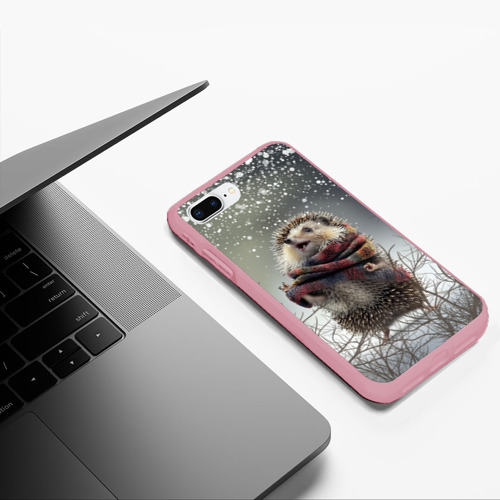 Чехол для iPhone 7Plus/8 Plus матовый Радостный ежик, цвет баблгам - фото 5