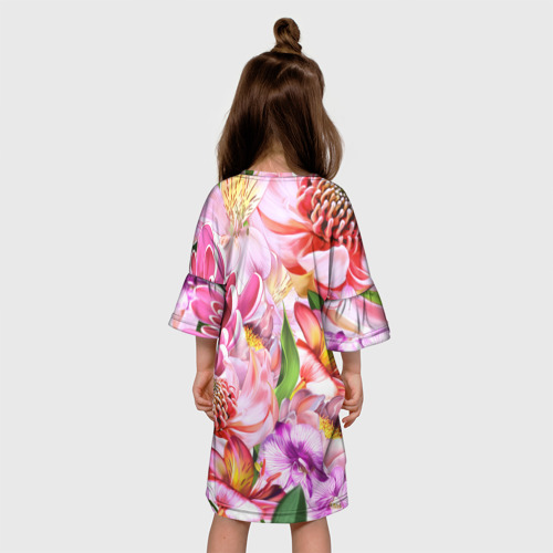 Детское платье 3D с принтом Цветочный рай, вид сзади #2