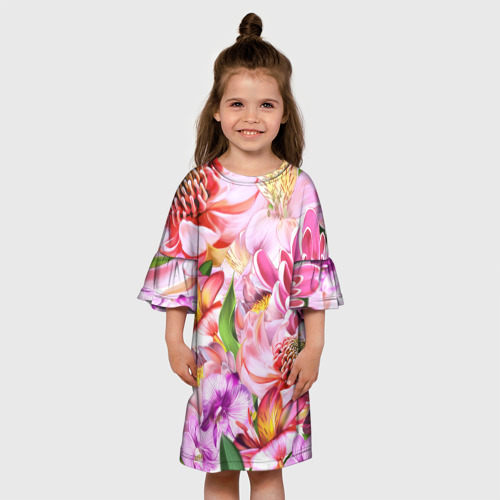 Детское платье 3D с принтом Цветочный рай, вид сбоку #3