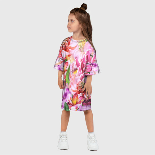 Детское платье 3D с принтом Цветочный рай, фото на моделе #1