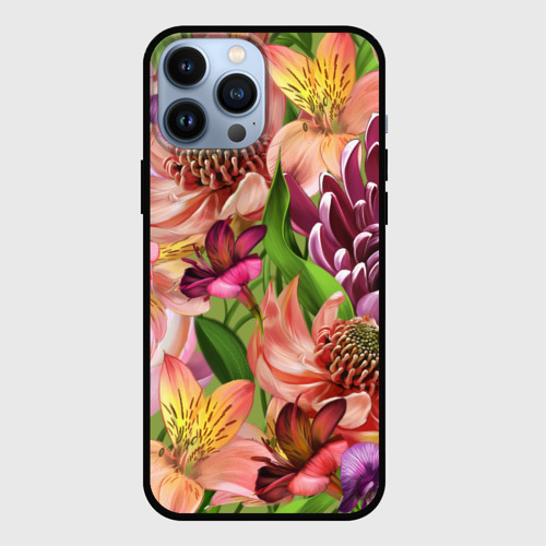 Чехол для iPhone 13 Pro Max с принтом Райские цветы, вид спереди #2