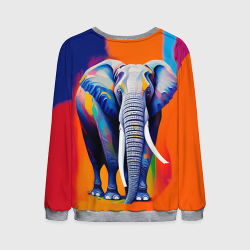 Мужской свитшот 3D с принтом Слон красочный, вид сзади #1