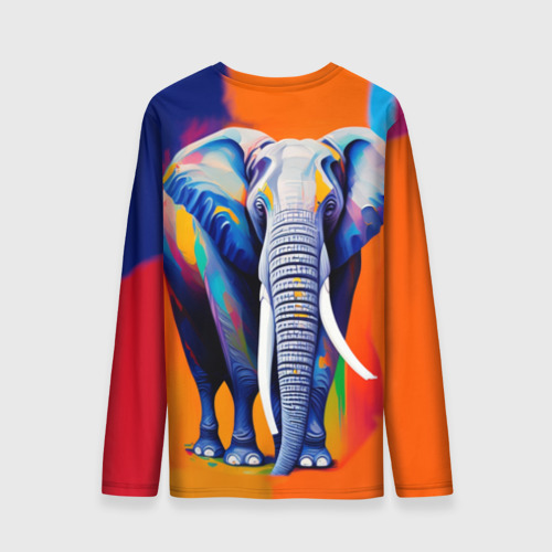 Мужской лонгслив 3D Слон красочный, цвет 3D печать - фото 2