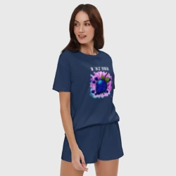 Женская пижама с шортиками хлопок Я же Вика - ягода - фото 2