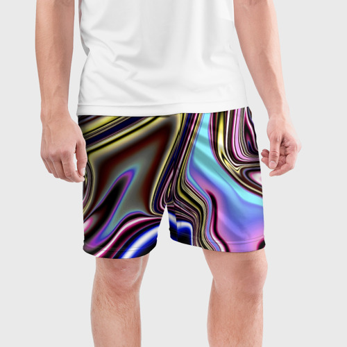 Мужские шорты спортивные Блестящая ткань, цвет 3D печать - фото 3