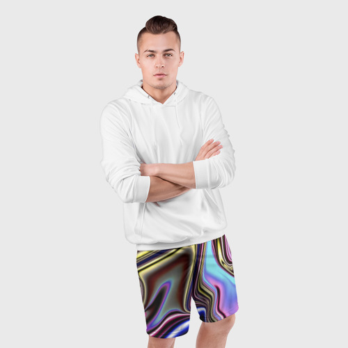 Мужские шорты спортивные Блестящая ткань, цвет 3D печать - фото 5