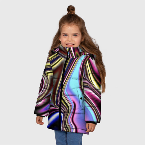 Зимняя куртка для девочек 3D Блестящая ткань, цвет черный - фото 3