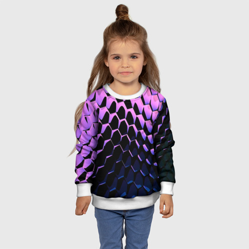 Детский свитшот 3D Шестиугольники волны, цвет 3D печать - фото 7