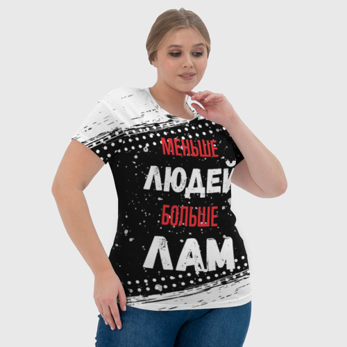 Женская футболка 3D с принтом Меньше людей больше лам, фото #4
