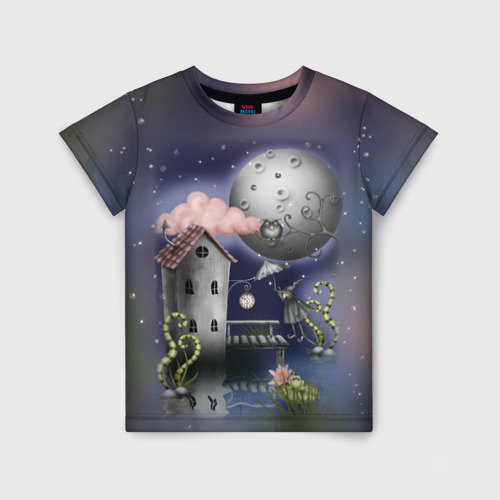 Детская футболка 3D с принтом Ночная сказка, вид спереди #2