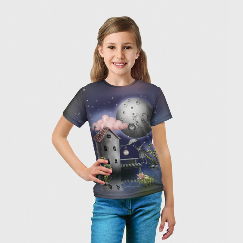 Детская футболка 3D с принтом Ночная сказка, вид сбоку #3