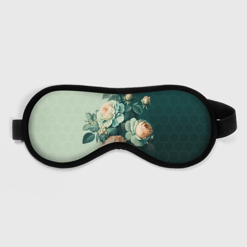 Маска для сна 3D Розы на зеленом фоне