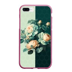 Чехол для iPhone 7Plus/8 Plus матовый Розы на зеленом фоне