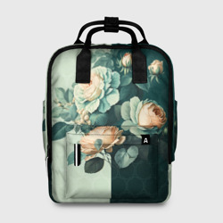 Розы на зеленом фоне – Женский рюкзак 3D с принтом купить
