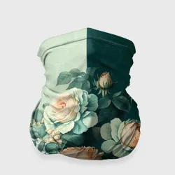 Бандана-труба 3D Розы на зеленом фоне