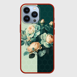 Чехол для iPhone 13 Pro Розы на зеленом фоне