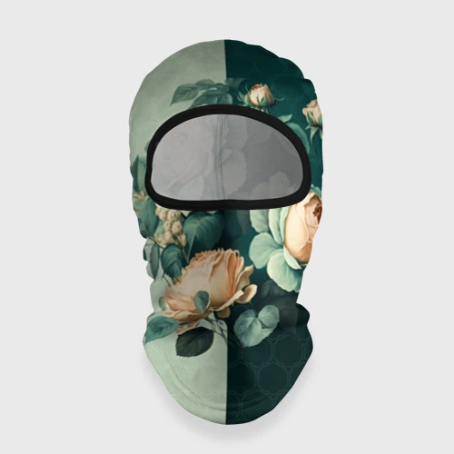 Балаклава 3D Розы на зеленом фоне