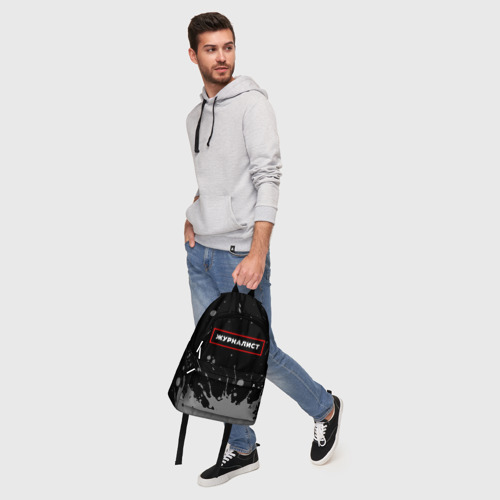 Рюкзак 3D с принтом Журналист - в рамке красного цвета, фото #5