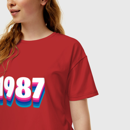 Женская футболка хлопок Oversize с принтом Made in 1987 vintage art, фото на моделе #1