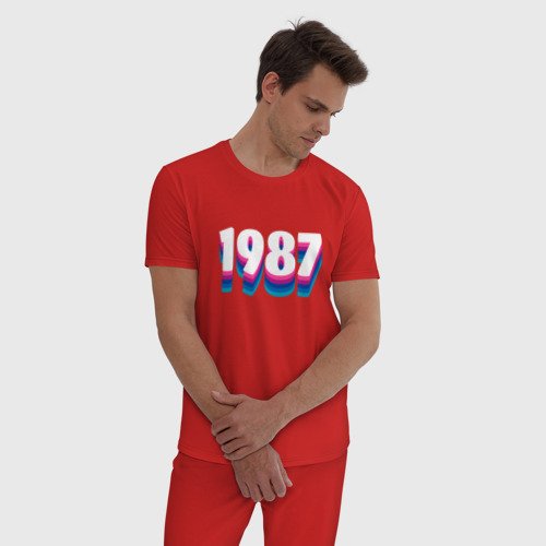 Мужская пижама хлопок с принтом Made in 1987 vintage art, фото на моделе #1