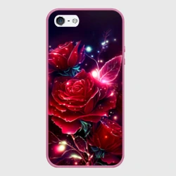 Чехол для iPhone 5/5S матовый Розы с огоньками