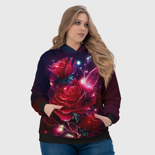 Женская толстовка 3D Розы с огоньками - фото 6