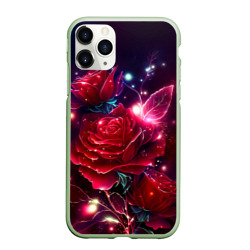 Чехол для iPhone 11 Pro Max матовый Розы с огоньками