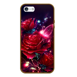Чехол для iPhone 5/5S матовый Розы с огоньками