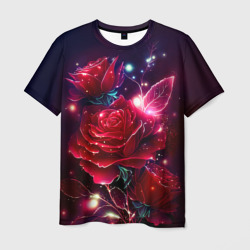 Мужская футболка 3D Розы с огоньками